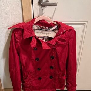 Burberry Red Double-Breasted Trench Jacket